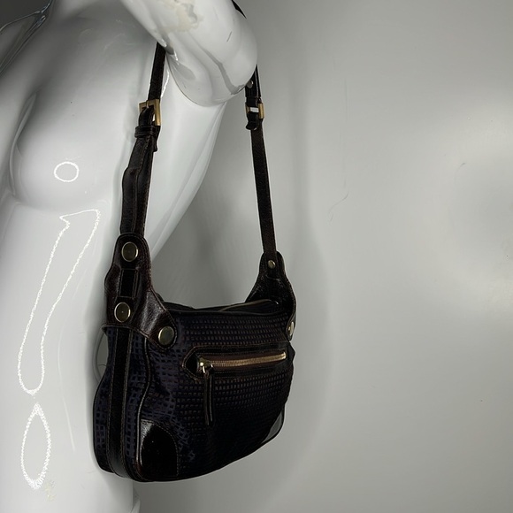 Lanvin Vintage Leather and Silk Zip Top Shoulder Bag - Picture 2 of 14